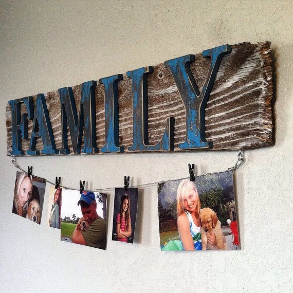 Rustic Reclaimed Wood Sign~FAMILY sign with Clothesline Wire, Rustic Home Decor, Wall Decor, Family Sign,