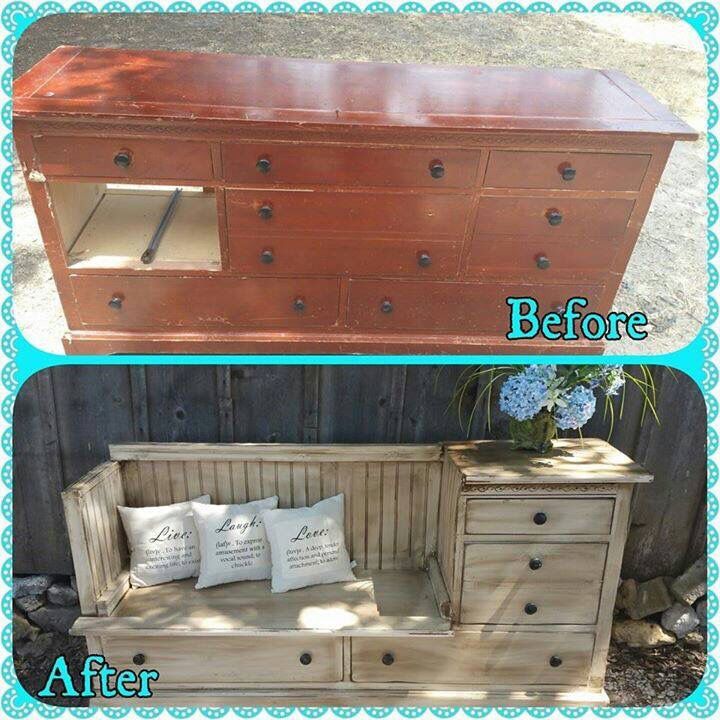 Saw this on a friends page on Facebook. Great way to repurpose an old dresser. Although I would add a foam
