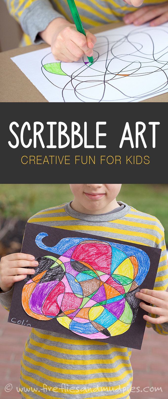 Scribble art is a fun, boredom busting, creative art activity for kids!  Sponsored by #MrSketchScentedCray
