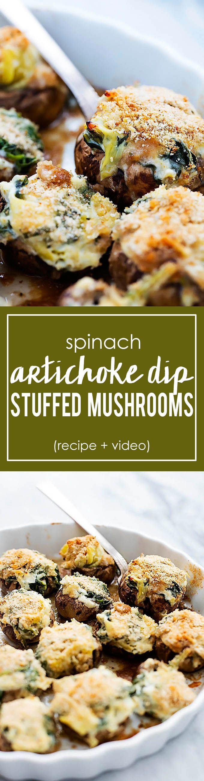 Spinach Artichoke Dip Stuffed Mushrooms | Creme de la Crumb