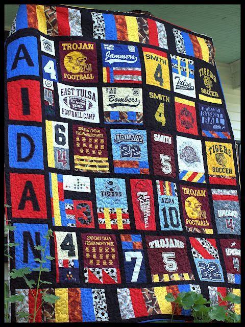 T-shirt / Sports Jersey Quilt        Another pinner said “This is Why I’ve Been Saving All My Son’s Sport