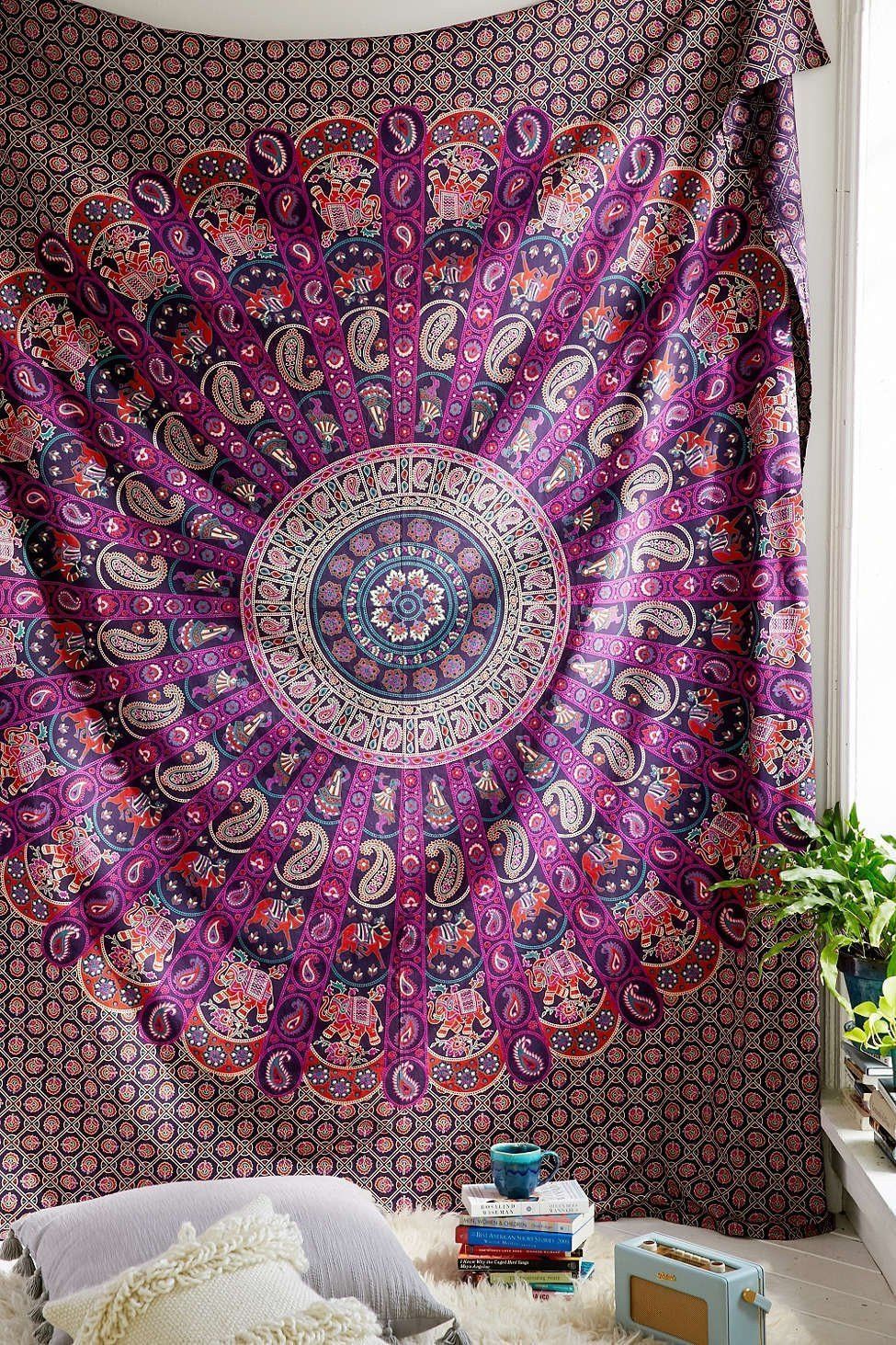 The Allianah Pink Purple Blue Mandala Hippie Boho Bohemian Queen Tapestry