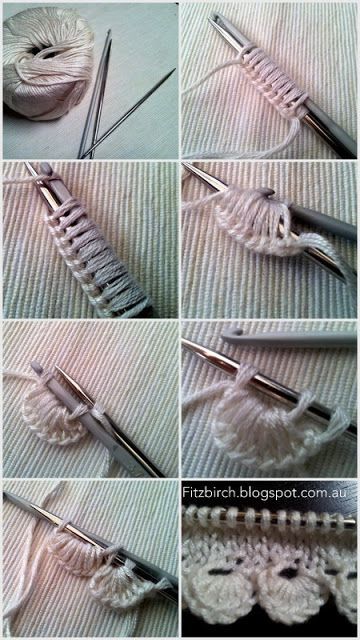 Tutorial for a sweet scalloped edge for knitting. Unusual technique. FitzBirch Crafts: Summer Rose Capelet