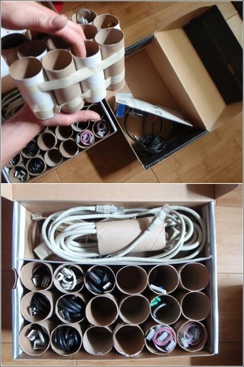 Uses Toilet Paper Rolls and Paper Towel Holders for organizing in a move, Top 50 Moving Hacks and Tips – I