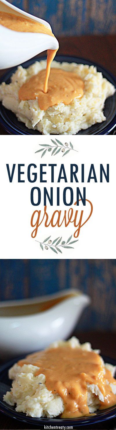 Vegetarian Onion Gravy recipe (with vegan option) – This 4-ingredient vegetarian onion gravy is exactly wh