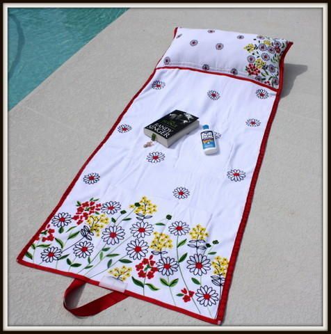 Beach Bag Towel… so cute, rolls up into it’s own bag.  May Arts Blog.