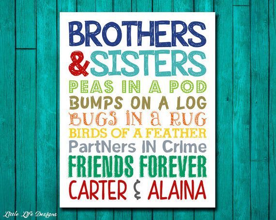 Brothers & Sisters. Sibling Wall Art. Kids Room Decor. Bro and Sis Sign. Nursery Decor. Twins. Brother and