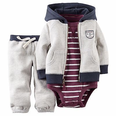 Carters Newborn 3 6 9 12 18 24 Months Cardigan Bodysuit Set Baby Boy Clothes