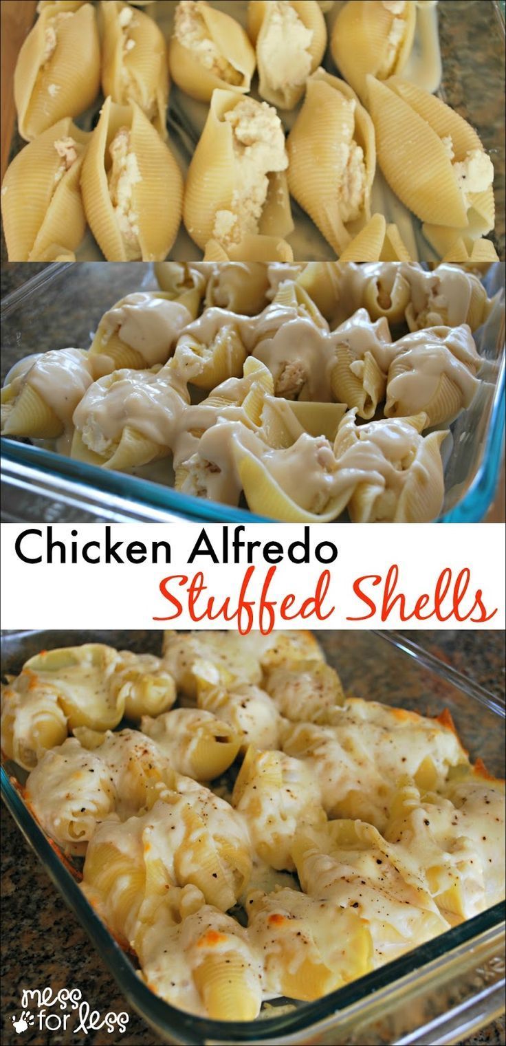 Chicken Alfredo Stuffed Shells – Yummy twist on traditional stuffed shells recipe. Comfort food at its bes