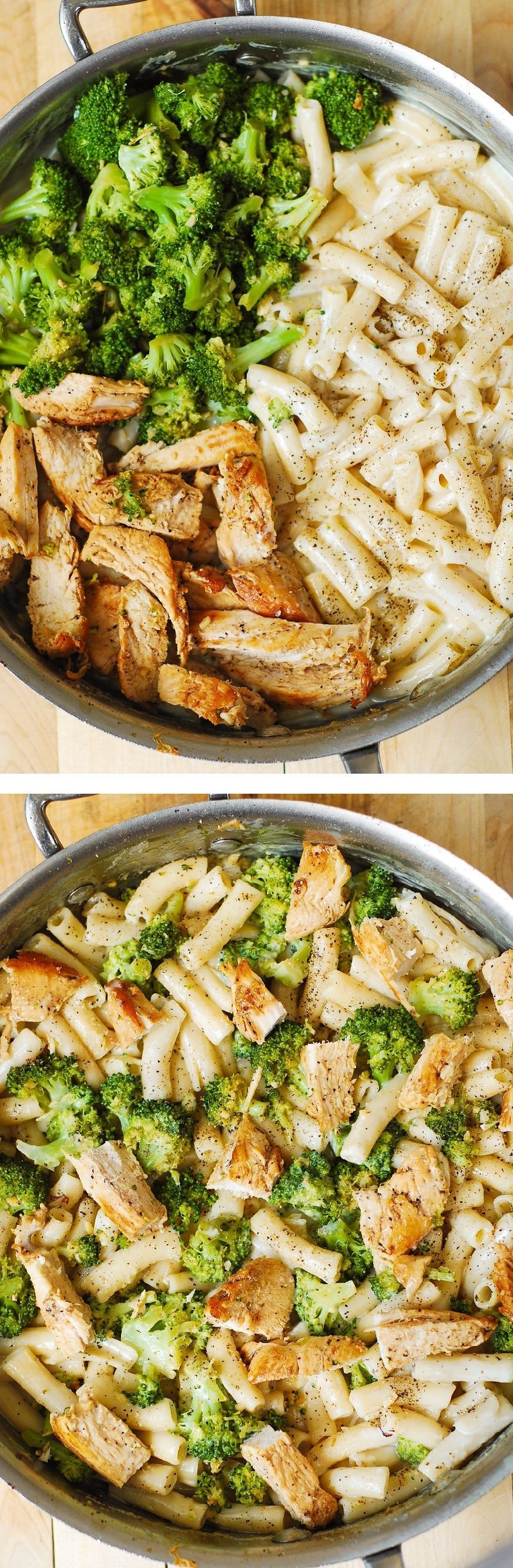 Chicken Broccoli Alfredo Penne Pasta – with homemade white cheese cream sauce.