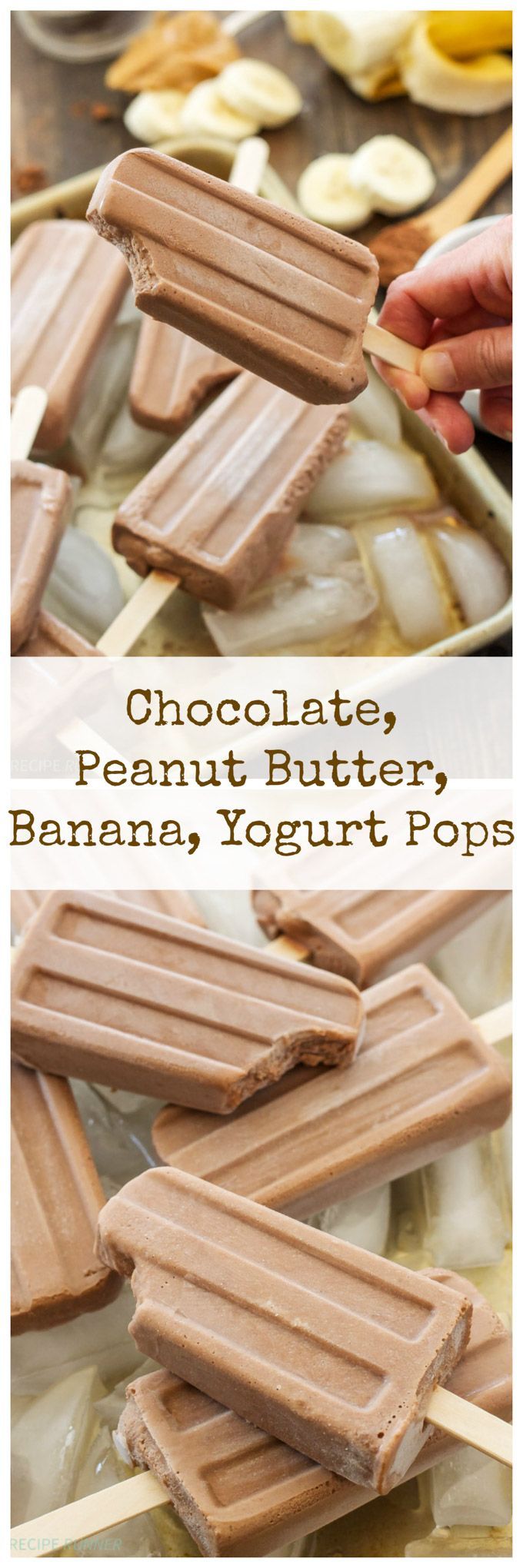 Chocolate, Peanut Butter, Banana, Yogurt Pops | These tasty popsicles are healthy enough for breakfast and