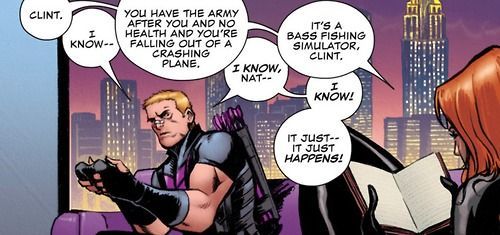 “Clint Barton: Actual Human Disaster.” Hawkeye can’t even play Tetris without it ending in blood and tears