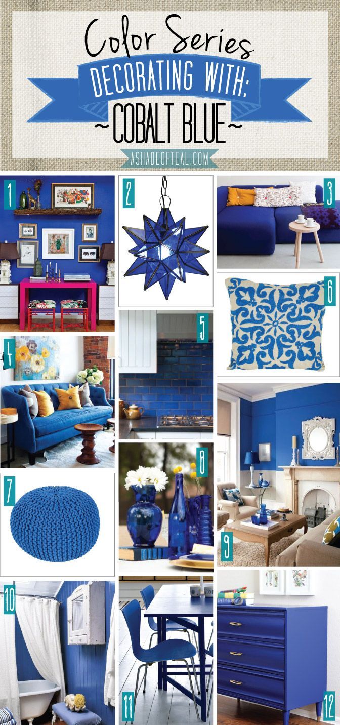 Color Series; Decorating with Cobalt Blue. Cobalt Blue Royal Bright Blue home decor | A Shade Of Teal