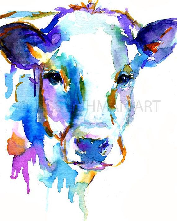 Cow by Jessica Buhman, Print of Original Watercolor Painting, 8 x 10 Farm Animal Cow Watercolor