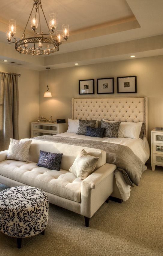 Create a daring aesthetic in your master bedroom with the use of different lighting fixtures for each part