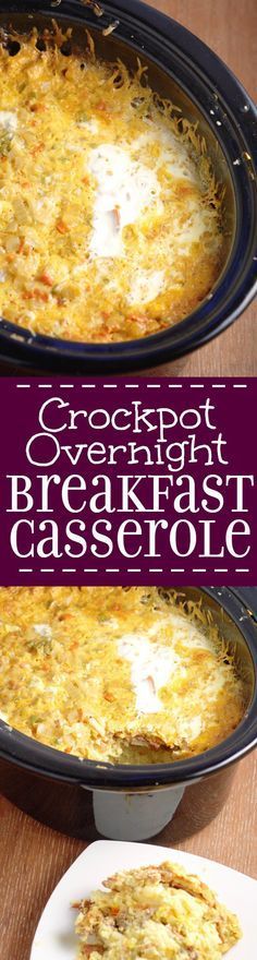 Crockpot Overnight Breakfast Casserole recipe is a classic make ahead breakfast casserole with eggs, sausa