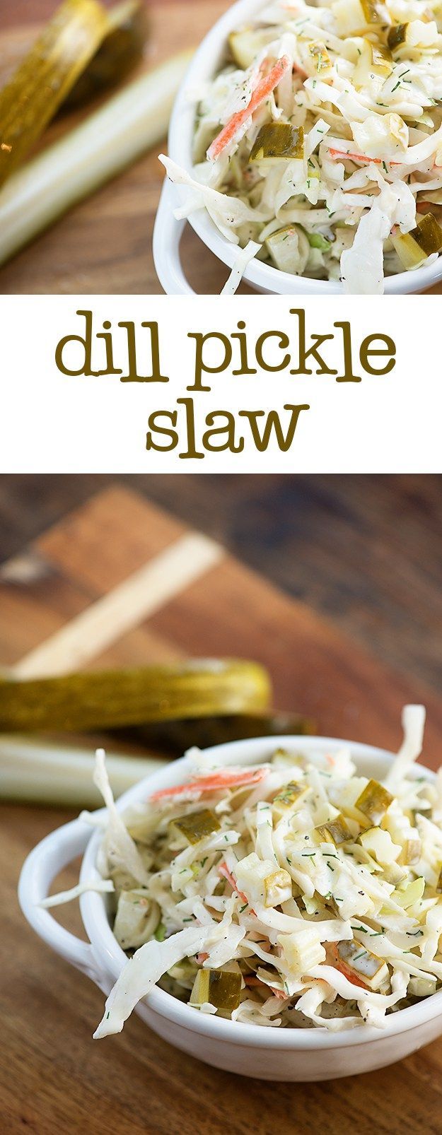Dill pickle slaw – the perfect easy summer side dish! If you love dill pickles, you’ll love this recipe!