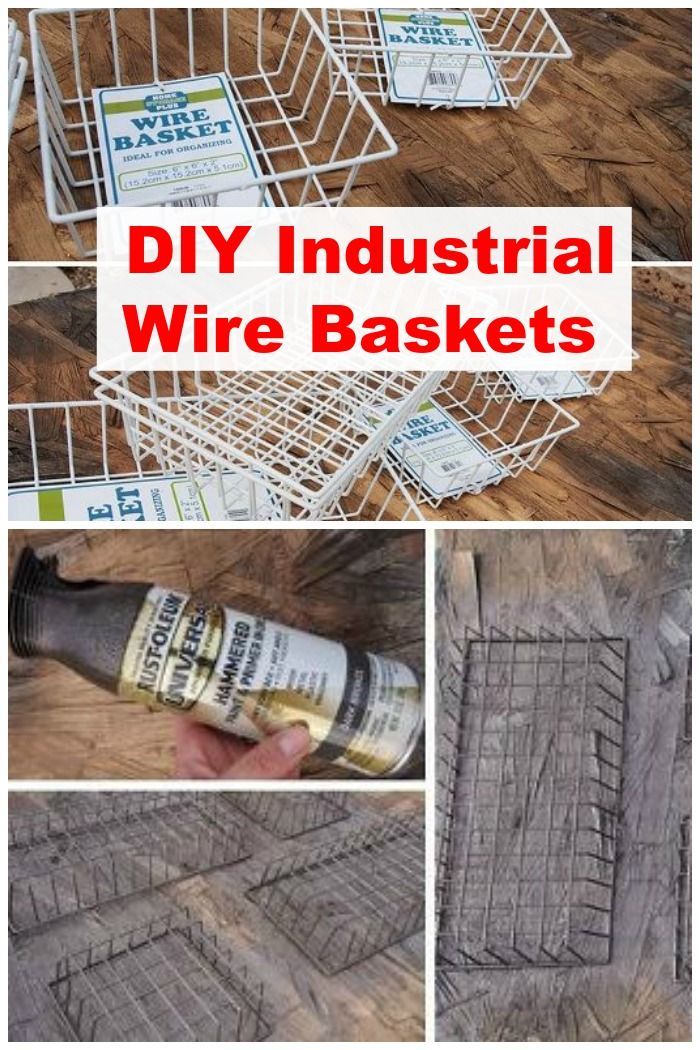 DIY Dollar store wire baskets to look like the more expensive industrial wire baskets easily