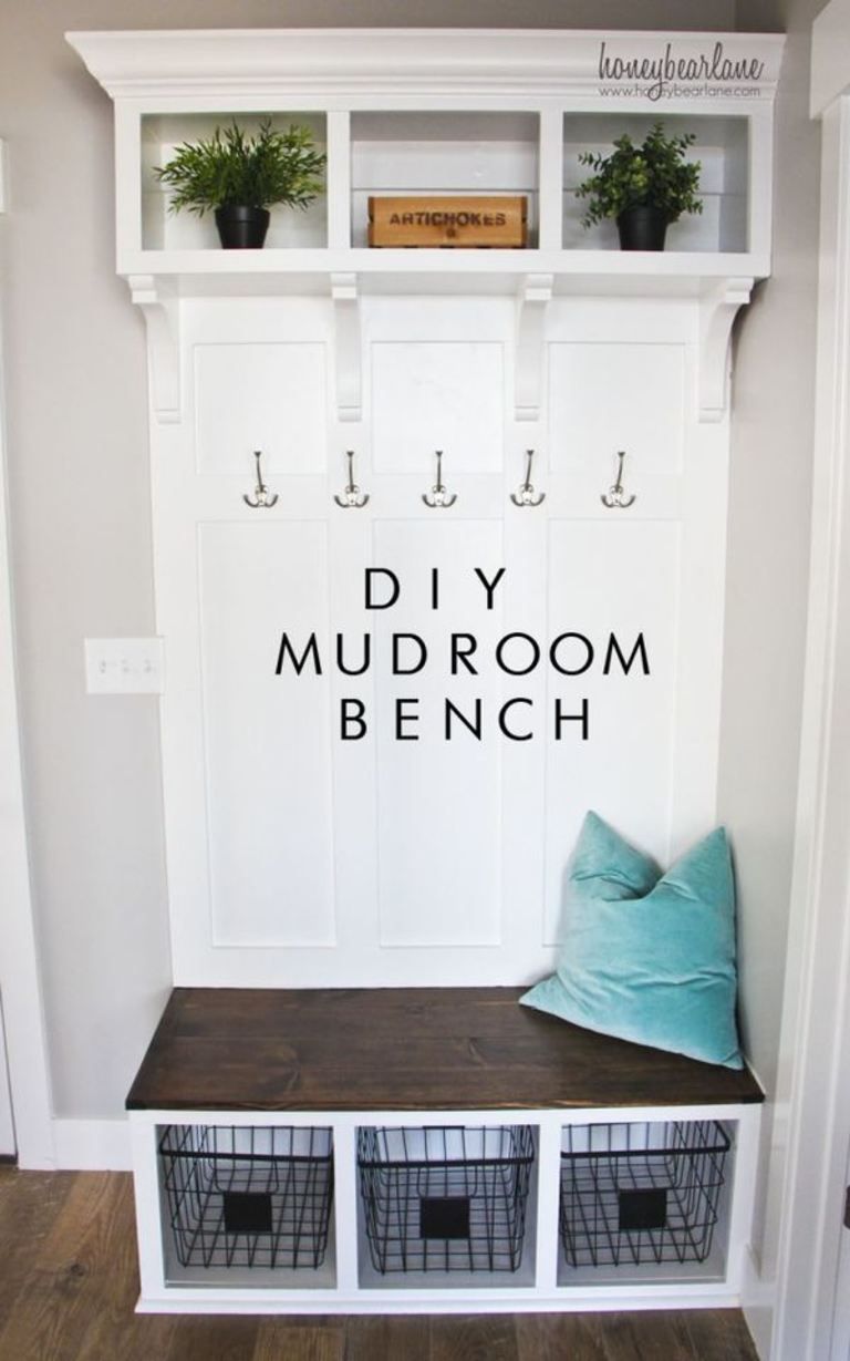 DIY mudroom bench – this is a great little makeover that you can easily do to convert a nice space into a