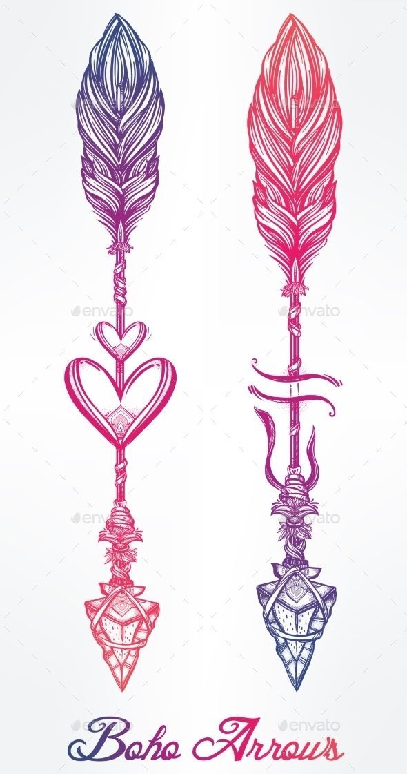 Ethnic Boho Decorative Arrows Set In Tattoo Style.,archer, arrow, arrowhead, art, bohemian, boho, collecti