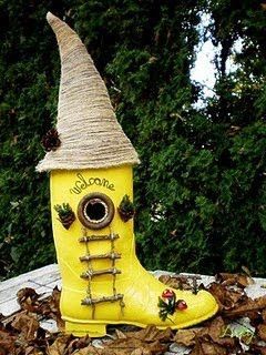 Fairy Garden Boot House…So awesome. It’s weatherproof and easy to cut through for designing. Plastic fro