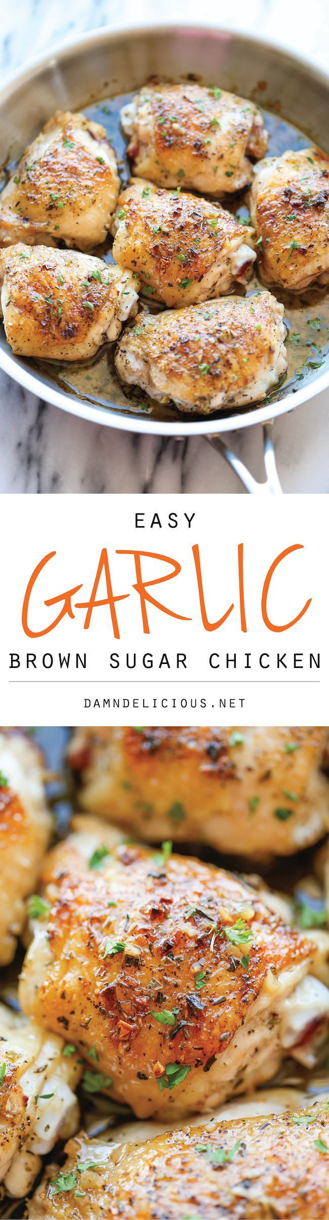 Garlic Brown Sugar Chicken – The best and easiest chicken ever, baked to crisp-tender perfection along wit