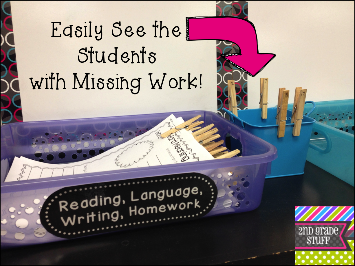 GREAT idea for homework organization—or any work that needs to be turned in! You can quickly see who is