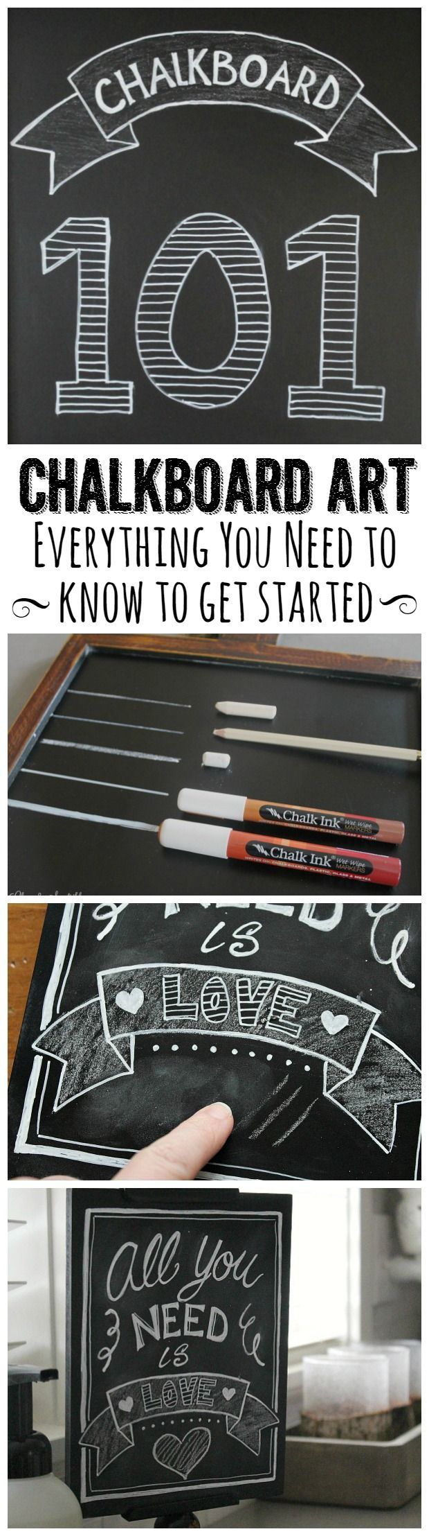 Great tips for creating your own chalkboard art!  Everything you need including how to get rid of ghosting