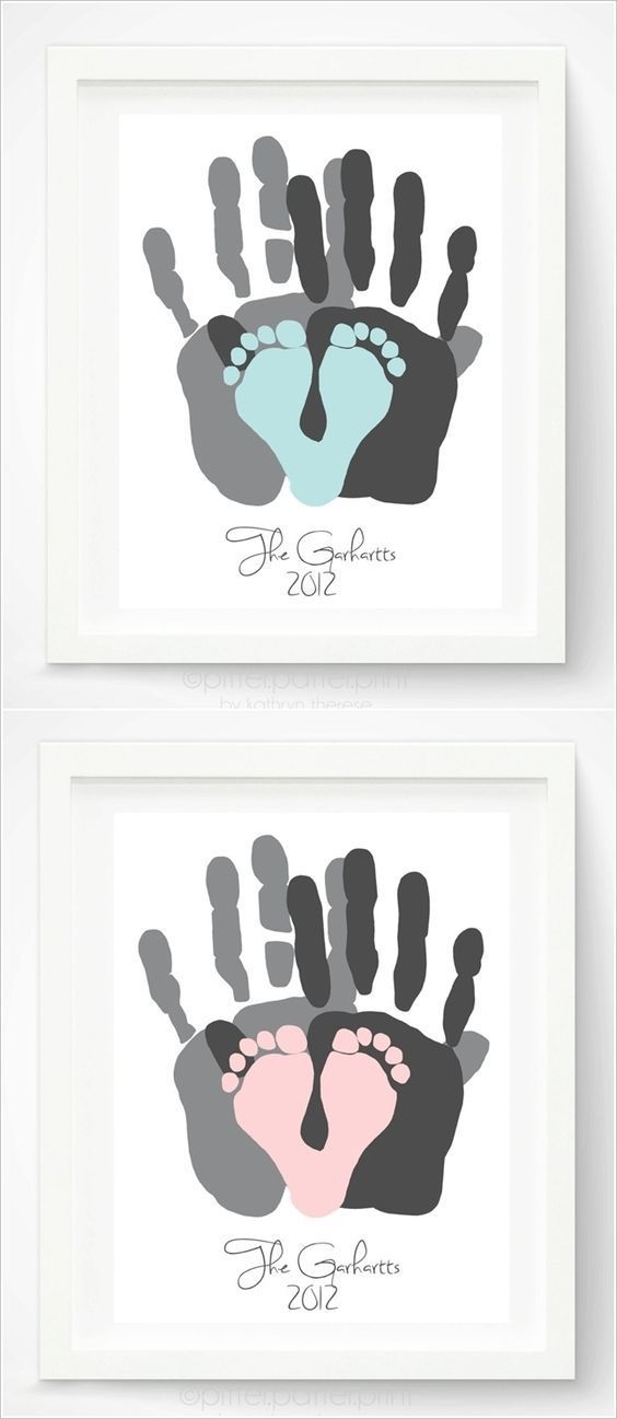 Hand and Footprint Gift Idea via Pitter Platter on Etsy