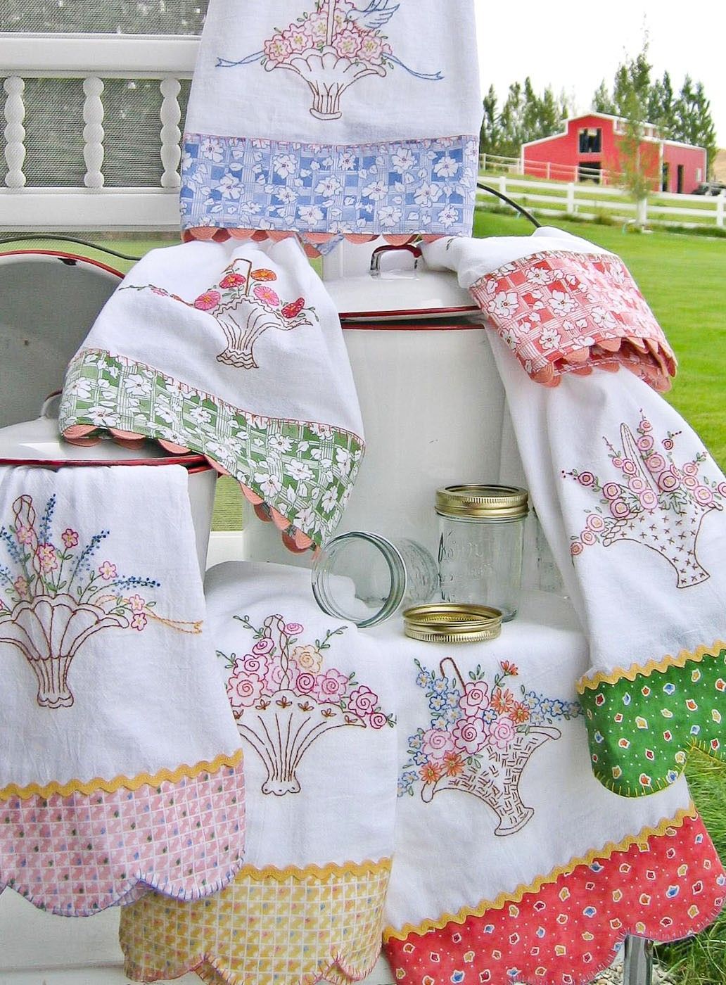 Hand Embroidery Pattern – Grandma’s Tea Towels – Crabapple Hill Studio