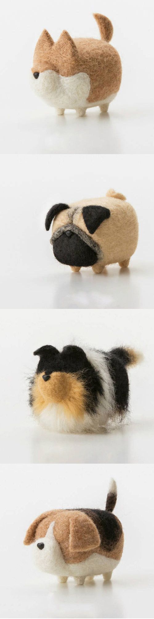 Handmade felted felting project cute animal dogs puppy felted wool doll