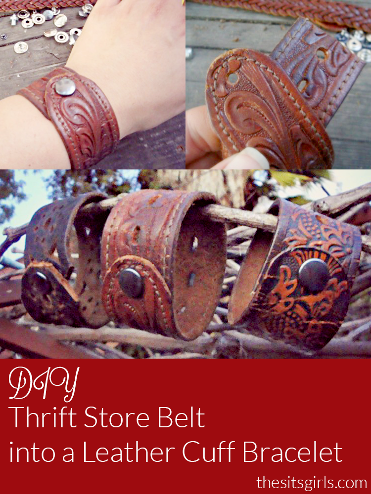 How to make a cool leather cuff bracelet out of belts you can buy cheaply at the thrift store, or you can