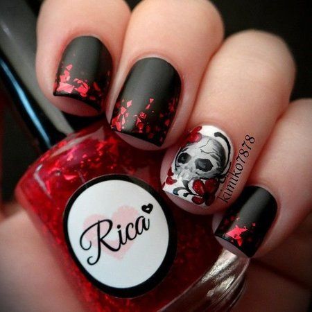 I love the matte black and the red flakes on top!