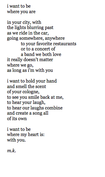 i want to be where my heart is: with you