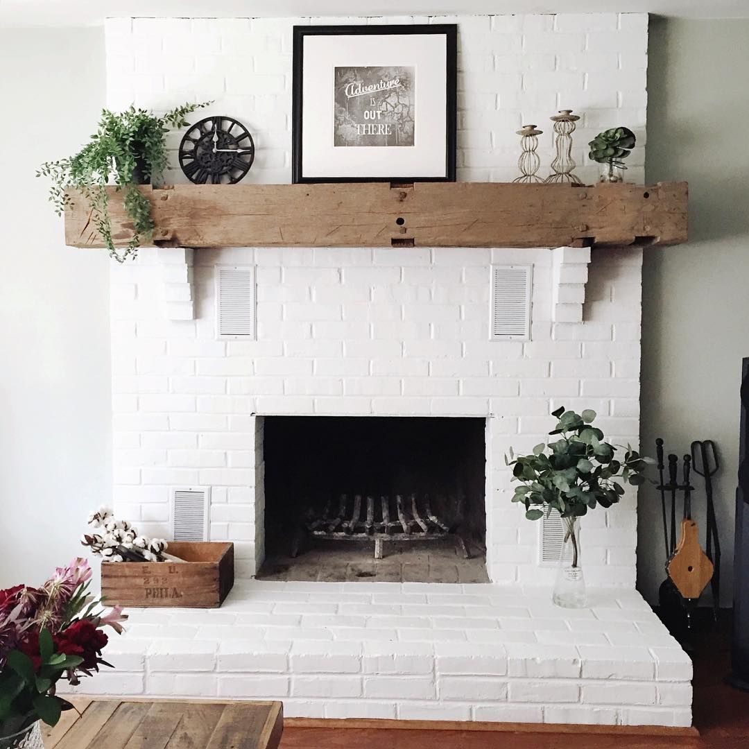 “It only took a few years to convince @Tim Fair to paint our fireplace brick white, haha! Couldn’t be mo