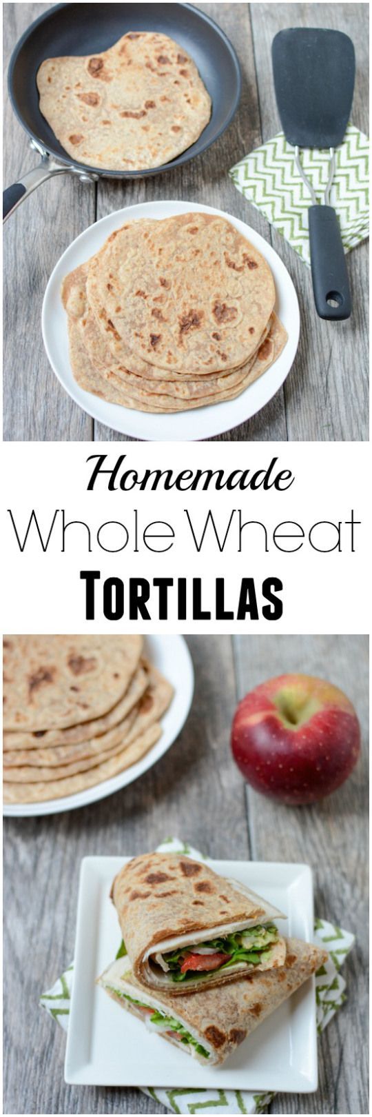 Made with just 4 ingredients, this recipe for Homemade Whole Wheat Tortillas is easy to make and tastes wa