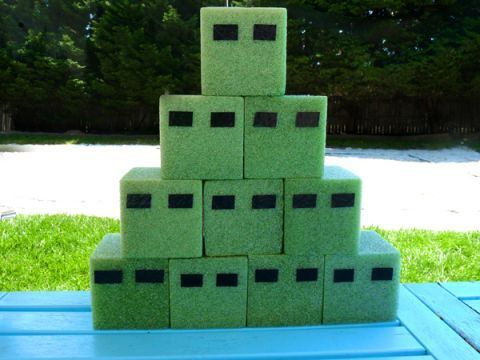 minecraft game – foam from dollar store, shoot with bows and arrows