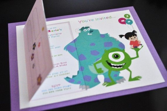 monster’s inc party invite. I love that the door opens