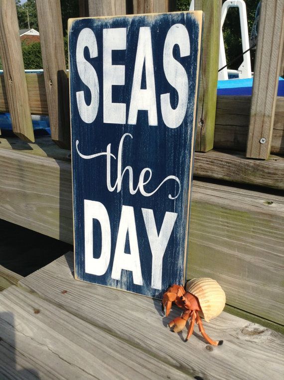 Nautical Sign Seas The Day Beach Coastal and by justbeachyshop, $29.75