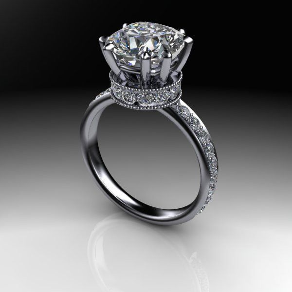 NEO Moissanite and Diamond Engagement Ring 3.90 CTW