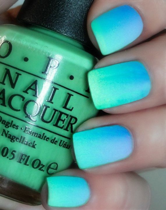 OPI Caribbean Ombre™ Matte Manicure~You Are So Outta Lime, No Room For The Blues, OPI Matte Top Coat Nai