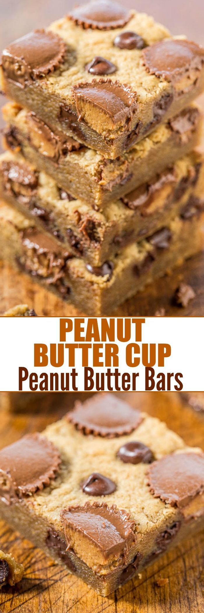 Peanut Butter Cup Peanut Butter Bars – Loaded with peanut butter, peanut butter cups and chocolate!! Soft,