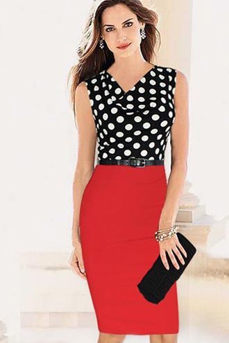 polka dot and red dress