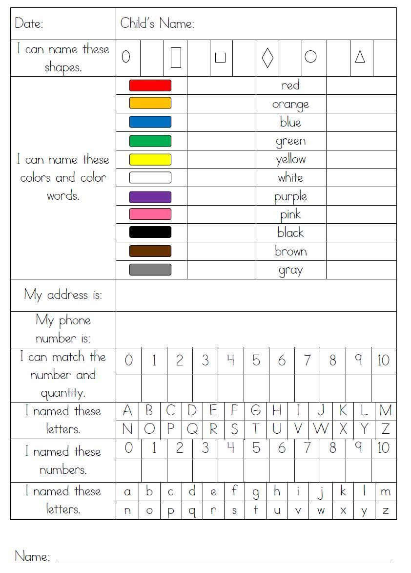 pre k assessment – things to practice