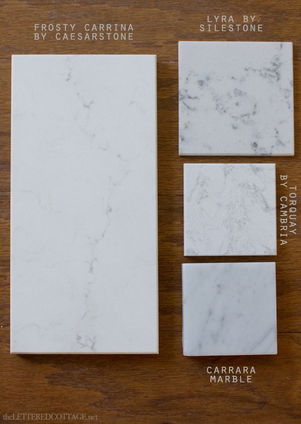 Quartz choices that look like marble: frosty carrina caesarstone lyra silestone torquay cambria carrara ma