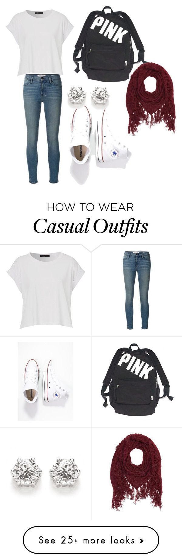 “School or casual outfit” by hankate15 on Polyvore featuring moda, Frame Denim, Converse, Victoria’s Secre