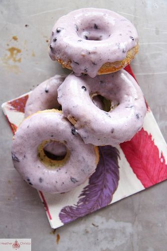 Shut your mouth. Baked Lemon Donuts w/ Blackberry Glaze. MADE WITH GREEK YOGURT! (This doesn’t make them h