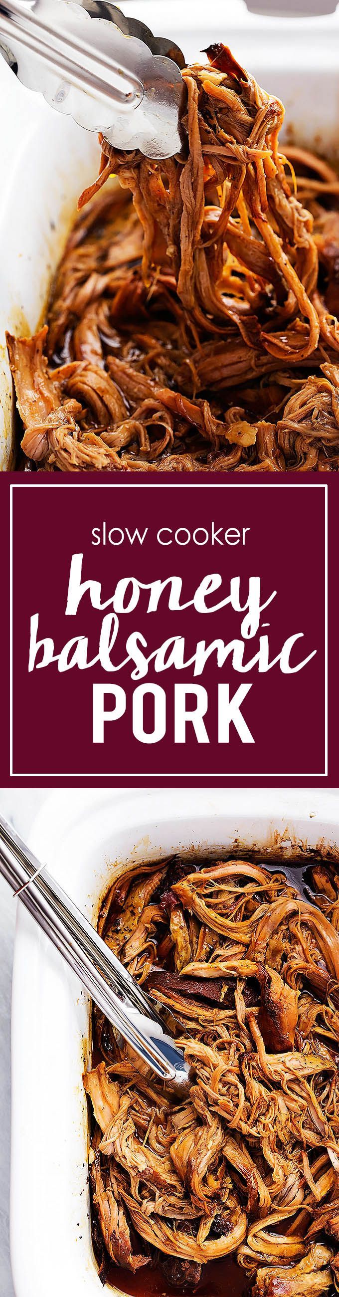 Slow Cooker Honey Balsamic Pork | Creme de la Crumb