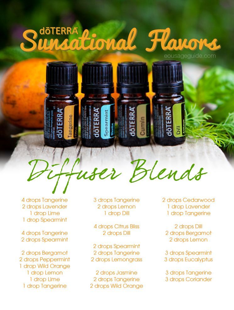 Sunsational Flavors Diffuser Blends Tangerine, Spearmint, Cumin, Dill Essential Oils #doterra