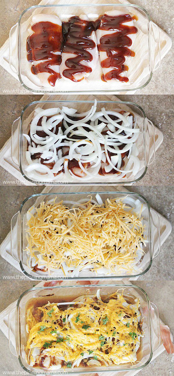 This is such a healthy & easy dinner! 4 Ingredient BBQ Chicken Bake via @Kimber – The Pinning Mama